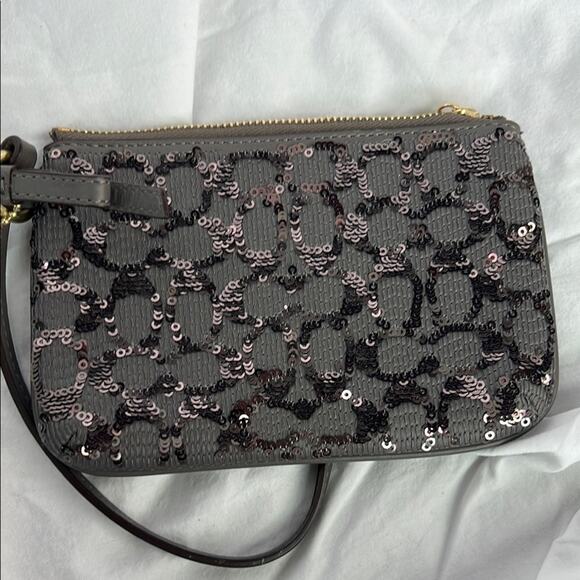 Coach Grey Sequin Wristlet - Picture 4 of 6
